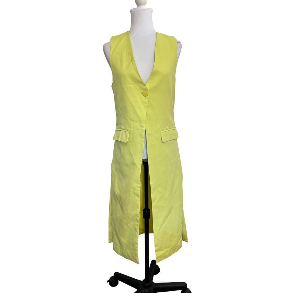 MOMO New York Long Vest Sleeveless‎ Duster Citron Bright Yellow Lime One Size